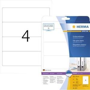Etiquetas Autoadhesivas HERMA para Encuadernación Ancha/Corta, 59 x 192 mm, con Orificio para Colgar, Blancas, 100 Etiquetas/Paquete, Accesorios para Carpetas de Archivo - Product Image 1