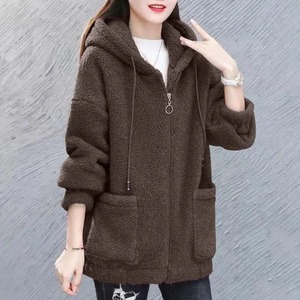 Jersey con cremallera de versión coreana para mujer, chaqueta de peluche, nuevo estilo, Otoño/Invierno, forro polar grueso, ajuste Regular, 100% algodón - Product Image 3