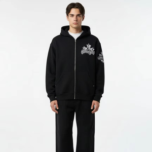 Ensemble de survêtement pour homme, streetwear tendance, respirant, broderie, prix bas personnalisé, col à capuche, vêtements de jogging - Product Image 1