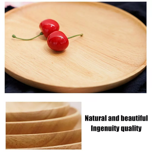 Acacia Wooden Plate for Food Dish, Sweets Fruit Dessert Coffee Dish, Round Wood <b>Dinner</b> Tableware Plates,<b>Tray</b> for Home Decoration - Product Image 6
