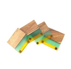 Home <b>Bar</b> Decoration Acacia Wood & Resin Eco-Friendly Square Coasters for Cup Customizable Vintage Table Accessories - Product Image 1