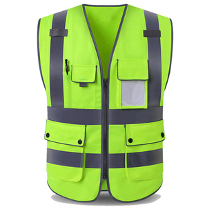 Chaleco de seguridad de construcción de Otoño de malla de poliéster a prueba de viento de alta visibilidad personalizado estilo informal de talla grande con características de trabajo reflectantes - Product Image 1