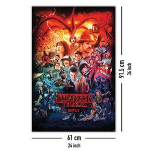 Modern Art Deco Styled Stranger Things 4 Seasons Montage <b>Poster</b> Black Artistic Wooden Wall Decor for Birthday Demon Slayer - Product Image 5