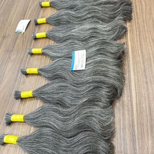 Extensiones de cabello humano virgen Remy vietnamita al por mayor pelo gris liso natural a granel gris ahumado - Product Image 1