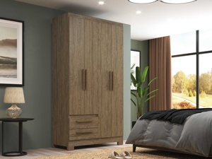 Armario de estilo moderno NUEVO AMETISTA 4 puertas 2 cajones Hogar Dormitorio Muebles Tablero de partículas Color madera Diseño superior brasileño - Product Image 5