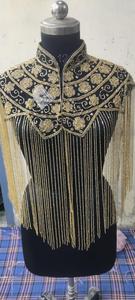 Elegante Capa Burlesque con Cuentas, Perlas y Lentejuelas, Atuendo Festivo para Club, Bordado, Cuello en V, Largo hasta el Suelo, Recto, Natural - Product Image 2