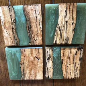 Juego de posavasos de resina de madera epoxi cuadrada de calidad ARTESANAL efecto océano posavasos promocionales decorativos para decoración del hogar - Product Image 4