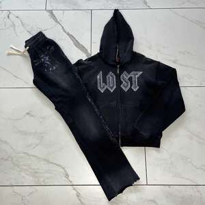เสื้อฮู้ดแฟชั่นประดับพลอยเทียมมีดีไซน์เป็นประกายชุดวอร์มและกางเกงปรับแต่งได้ - Product Image 2
