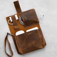 Estuche Organizador de Cables USB de Cuero, Lujoso, Moderno, Duradero, Impermeable, Resistente a Impactos, con Cierre de Hebilla, para Uso Diario, Personalizable