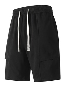 กางเกงขาสั้นผ้าลูกฟูกคุณภาพสูงสำหรับผู้ชายในช่วงฤดูร้อนกางเกงขาสั้นลำลองพร้อมป้ายหนังและกางเกงขาสั้นกีฬาชายหาดอินเทรนด์ - Product Image 6