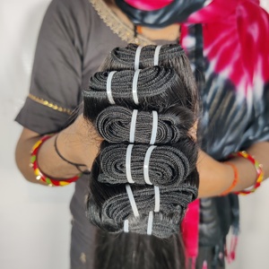 100% fabrication indienne temple brut pur jeune femme vierge naturel lisse faisceaux vendeur noir Extensions de cheveux humains - Product Image 4