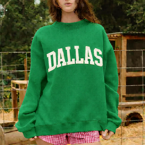 Sweat-shirt à col montant pour femme, long, automne/hiver, coupe ample confortable, style décontracté, pull avec logo sur le devant - Product Image 5