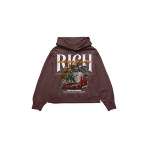 Sweat à capuche en faux daim pour hommes de haute qualité en gros unisexe poids lourd Vintage pull surdimensionné personnalisé bouffée impression basiques à capuche - Product Image 1