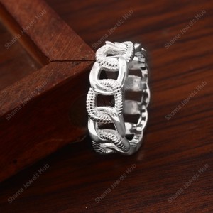 Anillos llamativos de Plata de Ley 925 con anillos de cadena de Zirconia cúbica, joyería de boda y compromiso para mujer - Product Image 2