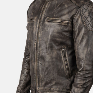 Men's Leather Jacket for Biker <b>Distressed</b> Genuine Lambskin <b>Top</b> Quality Material - Wholesale Price - Product Image 5