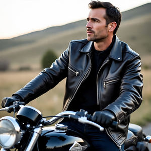 Chaquetas de motorista con cremallera para hombre, prendas de vestir exteriores de cuero genuino personalizadas | Chaqueta de moto de piel de oveja a la moda con cuello de plumón para hombre - Product Image 6