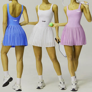 Women Workout Outfit Tennis Dresses Sports Golf <b>Pickleball</b> Exercise Wear Sleeveless Dress With Built-in Bra Shorts Pockets - Product Image 1