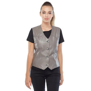 <b>Top</b> Selling Cheap Price <b>Women</b> Biker Leather <b>Vest</b> Knitted Zipper Closure High Quality Pakistan New Design - Product Image 1