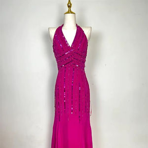 Sin mangas Floral Aline vestido de baile vestido de fiesta de noche elegante con cuentas bordado de lentejuelas posición del logotipo frontal - Product Image 1