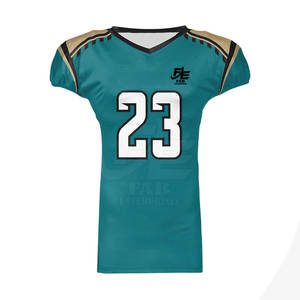 Maillot de football américain personnalisé avec logos d'équipe et noms de joueur, fabriqué à partir de tissu respirant à séchage rapide - Product Image 1