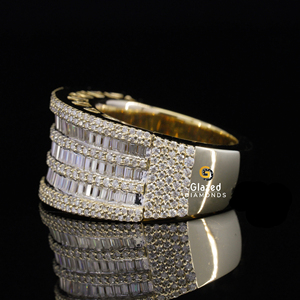 Bague Hip Hop Unique avec 4 diamants Moissanite taille ronde et canal en or blanc 14kt pour hommes femmes - Product Image 3