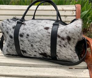 Cowhide Duffle Bag กระเป๋าหนังวัวสีดำสีขาวและหนังวัวแท้,หนังวัว Duffle, Cowhide กระเป๋าเดินทาง - Product Image 6