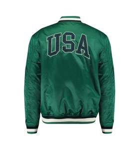 2024 unisexe haute qualité soie Baseball vestes nouveau Satin Varsity Design lettres brodées fermeture à glissière teint respirant - Product Image 2