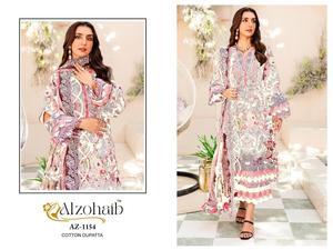 Setelan Pakistan bordir hitam & emas elegan Alzohaib AZ 1148 katun koleksi Dupatta untuk wanita anak perempuan - Product Image 3