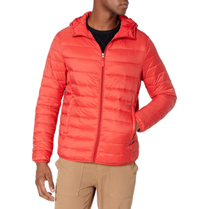 Chaqueta de Invierno Acolchada Roja para Hombre, Estilo Urbano, Cortavientos, Corte Ajustado, Cierre de Cremallera, Relleno 100% Fibra de Poliéster, Secado Rápido - Product Image 3