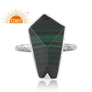 Anillo apilable de piedras preciosas de malaquita Natural de plata esterlina oxidada de la mejor calidad, fabricante de joyería personalizada - Product Image 2