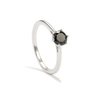 <b>Black</b> Diamond 0.75 Ct Brilliant Cut Prong Set <b>Ring</b> 7 Mm X 6 Mm Sterling <b>Silver</b> <b>Black</b> <b>Stone</b> Jewelry Everyday Wear Gift For Wife - Product Image 1
