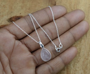 Bijoux pendentifs de style bohème en argent fait main Bijoux en argent sterling 925 avec quartz rose Bijoux pendentifs tendance pour femmes Cadeau - Product Image 2