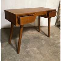 Bureau debout personnalisable en teck écologique à 2 tiroirs, design minimaliste, poste de travail informatique moderne pour bureau à domicile