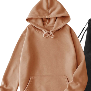 Ensemble de survêtement unisexe en molleton d'hiver beige camel avec sweat à capuche et pantalon de jogging noir, tenue décontractée de sport deux pièces, style streetwear, OEM - Product Image 6