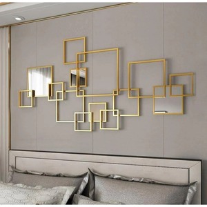 ภาพศิลปะแอบสแตรกต์รูปสี่เหลี่ยมผืนผ้าสำหรับตกแต่งผนังห้องนั่งเล่นแบบแขวนทำจากโลหะ - Product Image 2