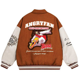 Venta al por mayor de chaqueta de bombardero en blanco personalizado chaqueta de béisbol de cuero logotipo frontal reversible ecológico unisex - Product Image 2
