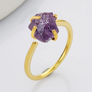 แหวนพลอยแฮนด์เมดขนาด8-10มม. ปรับได้แหวนพลอยอเมทิสต์ธรรมชาติ - Product Image 1