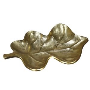 Plateau de service en laiton doré de luxe, plateau décoratif en métal pour bijoux, plat vintage en forme de feuille d'érable pour la décoration de la maison, de l'hôtel et des mariages - Product Image 3