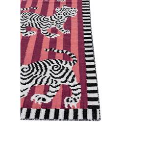 Tapis en laine tissée plate Alhambra rose et violet, fait main, motif animal abstrait, design rectangulaire, pelucheux pour chambre et couloir ADWP-13063 - Product Image 4