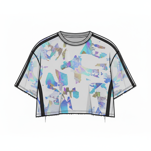 T-shirt court oversize à imprimé abstrait, design sublimation intégrale, polyester respirant, unisexe, streetwear - Product Image 1