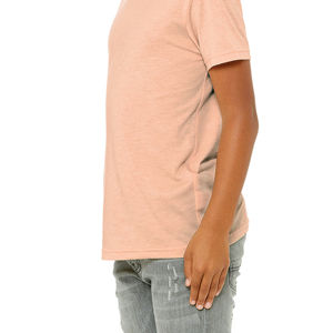 Camiseta de manga corta de Triblend, 50% poliéster, 25% Airlume, peinado, anillo, algodón, 25% rayón, 40, 3,8 oz, Peach Youth - Product Image 5