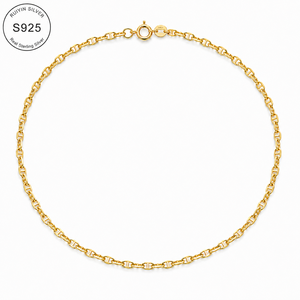 925 Sterling Silber Vergoldete Kreuzschliff-<span class=keywords><strong>Rizi</strong></span>-Gliederkette Halskette 45cm 4,5g Federringverschluss 60mm Drahtdurchmesser - Product Image 1