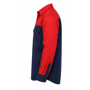 Men's Red And Navy Long Sleeve Work <b>Shirt</b> Cotton Abrasion Resistance Work Fashion Uniform - Product Image 4