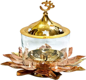 Pavo real latón Akhand Jyoti Diya conjunto con 5 Diya artesanías de Metal religioso directo de fábrica al por mayor para Puja - Product Image 6