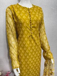 NEW DESIGNER PARTY WEAR YELLOW DIGITAL PRINT <b>TOP</b> WITH DUPATTA - Product Image 3