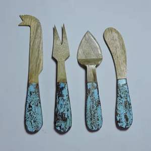 Mango de resina sombreada verde Juego de herramientas de queso de madera Juego de tablas de queso de madera - Product Image 5