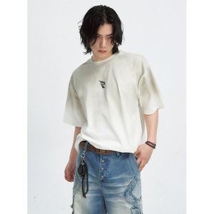 เสื้อยืดโอเวอร์ไซส์แขนสั้นเปิดไหล่ตกสไตล์สตรีทแวร์ผ้าฝ้าย100% เสื้อยืดใส่ได้ทั้งชายและหญิงสำหรับฤดูร้อน - Product Image 3