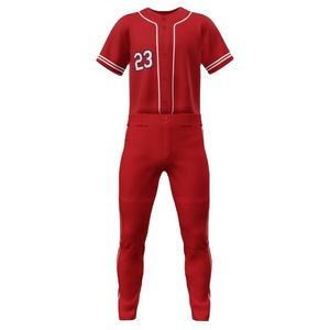 Ensemble de maillots de baseball personnalisés pour hommes adultes, 100% polyester, col en V, respirant, séchage rapide, impression par sublimation, 300g, OEM - Product Image 1