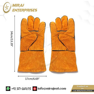 Gants de soudage en peau de vache quantité minimale de commande bas pour hommes femmes gants en cuir résistants à la chaleur de travail à manches longues fabriqués au Pakistan - Product Image 3