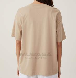 Camiseta deportiva de gimnasio de gran tamaño de algodón 100% para mujer, ropa de calle con logotipo personalizado, Top de Yoga transpirable de secado rápido informal - Product Image 1